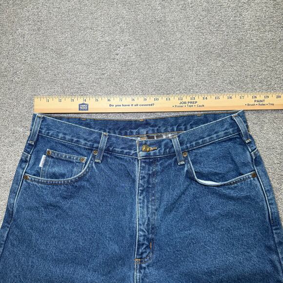 Carhartt Jeans Mens 36x32 Blue Flannel Lined Relaxed Fit Denim B172 DST - Picture 5 of 7